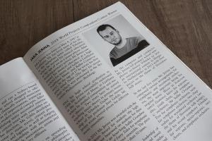 predstavitev Jake Jerine v brosuri o junijskem dogajanju v Carnegie Hall, foto Lapego